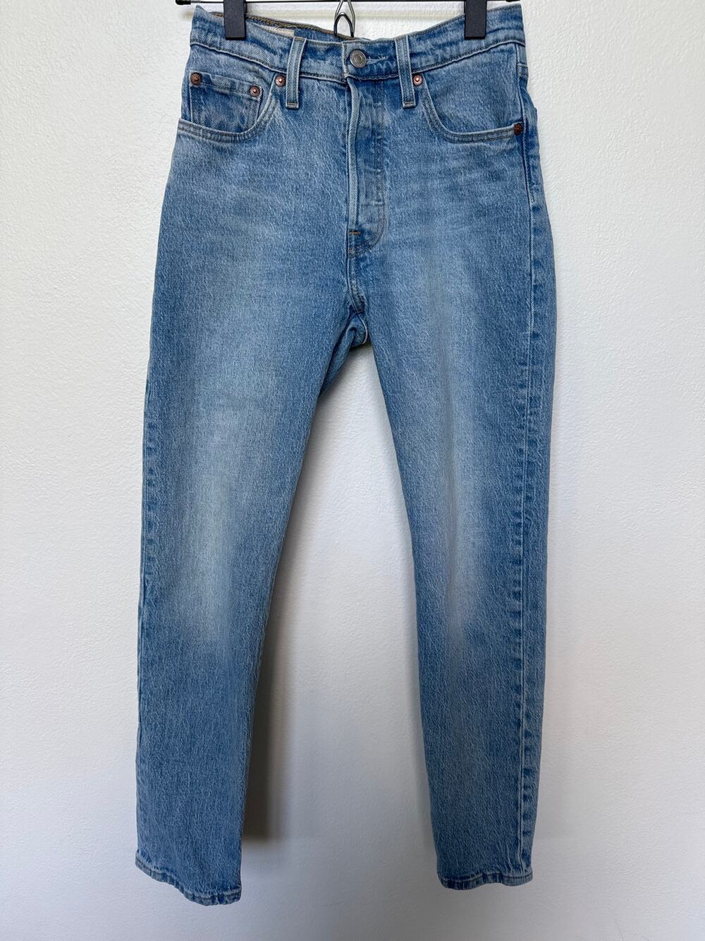 Levis 501 Original Jeans Straight Leg Light Wash Womens W24 L30 Button Fly